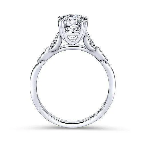 Mounting Only, White Gold Leaf Engagement Ring