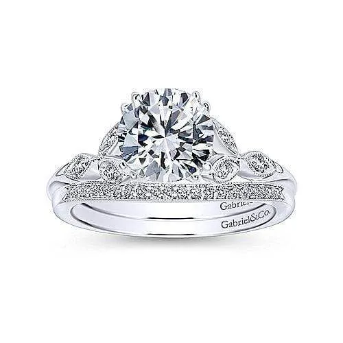 Mounting Only, White Gold Leaf Engagement Ring