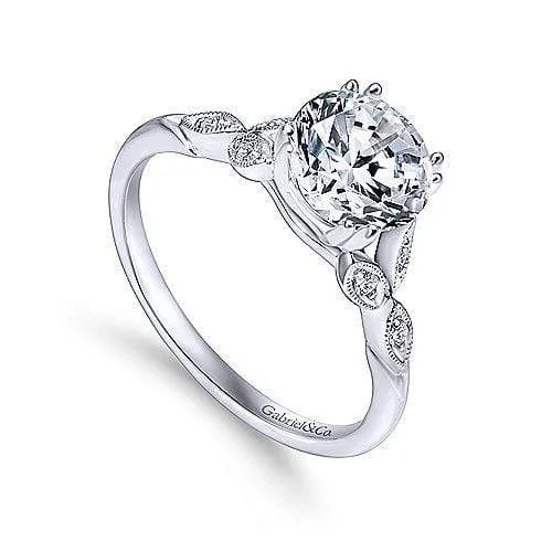 Mounting Only, White Gold Leaf Engagement Ring