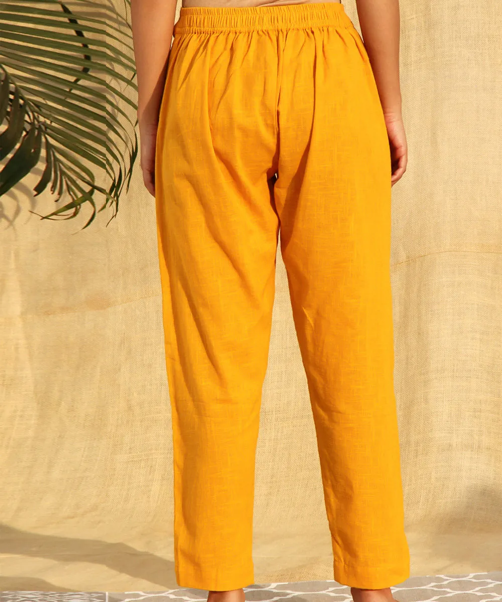 Mustard handwoven cotton slub pant