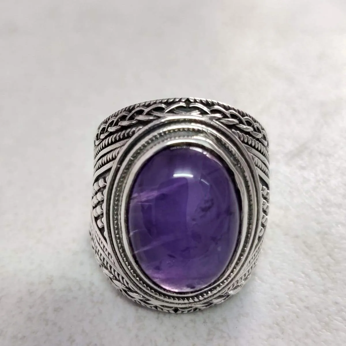 Natural Amethyst 925 Solid Silver Men Ring, Gemstone Men Ring-Gift For Him-February Birthstone Ring