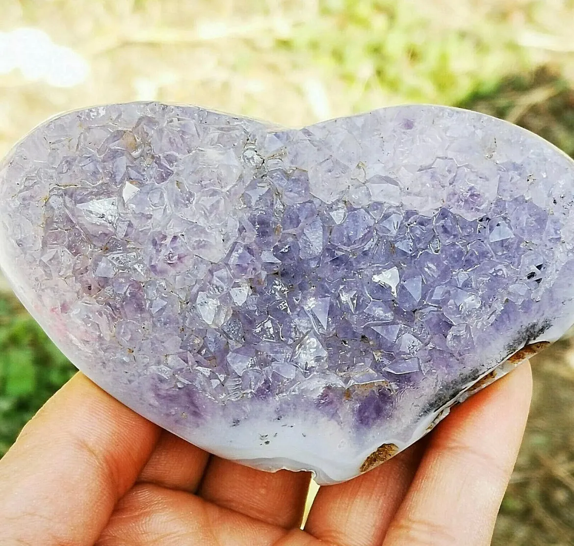 Natural purple agate gemstone Heart