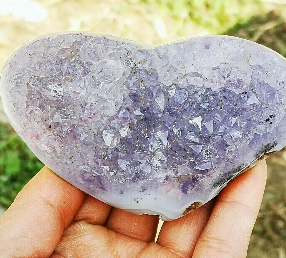 Natural purple agate gemstone Heart