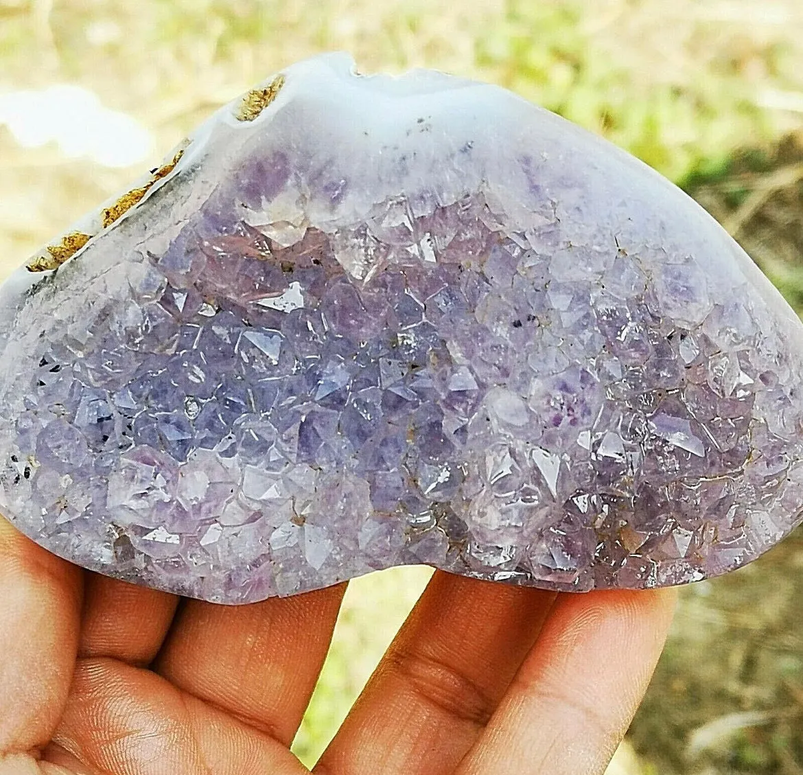 Natural purple agate gemstone Heart