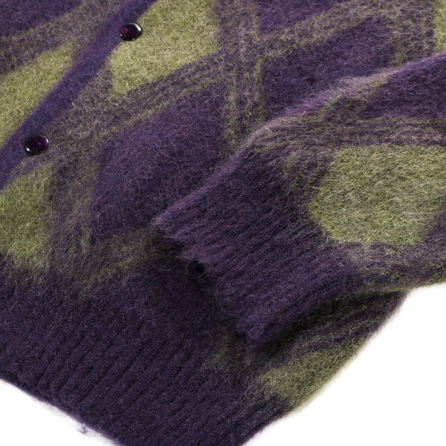 NEEDLES MOHAIR CARDIGAN ARGYLE PURPLE