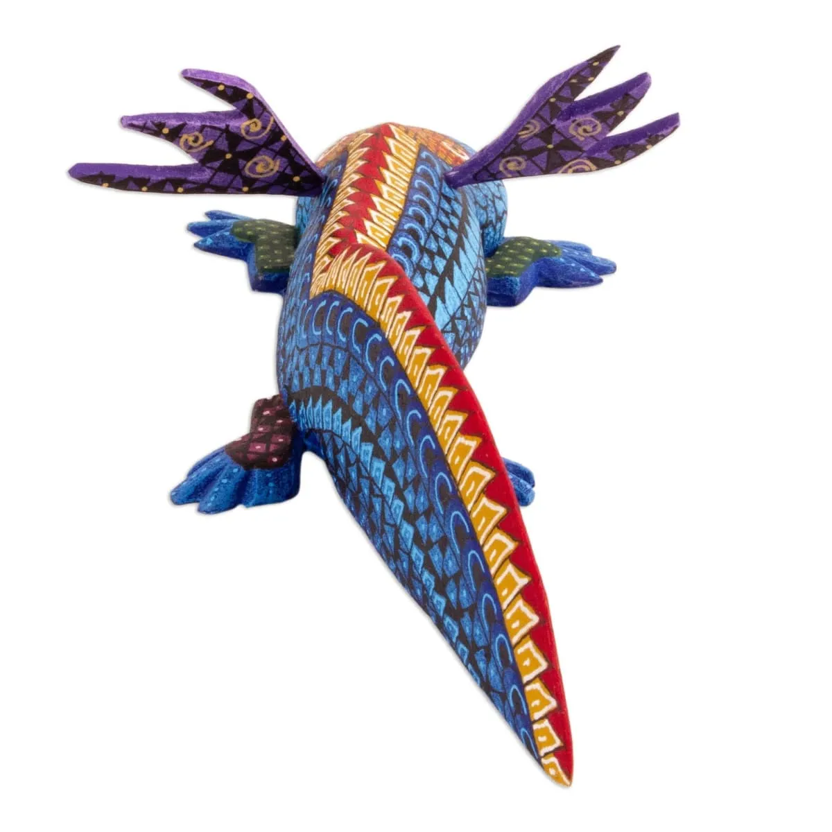 Novica Blue Axolotl Wood Alebrije Sculpture