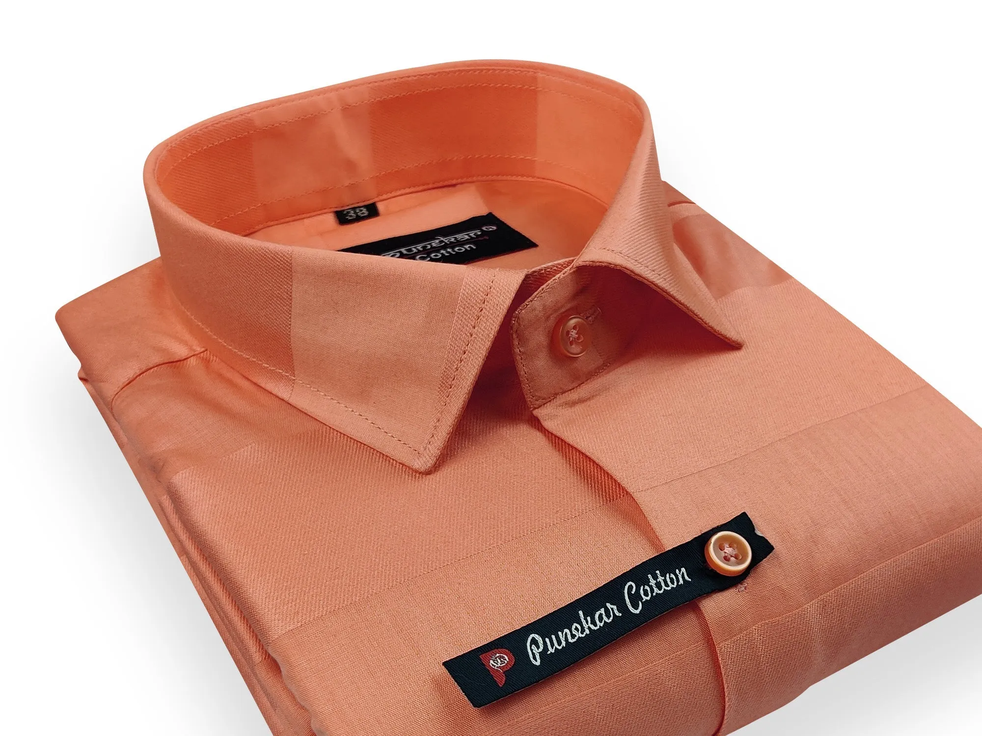 Orange Color Cotton Wide Stripes Shirt For Men