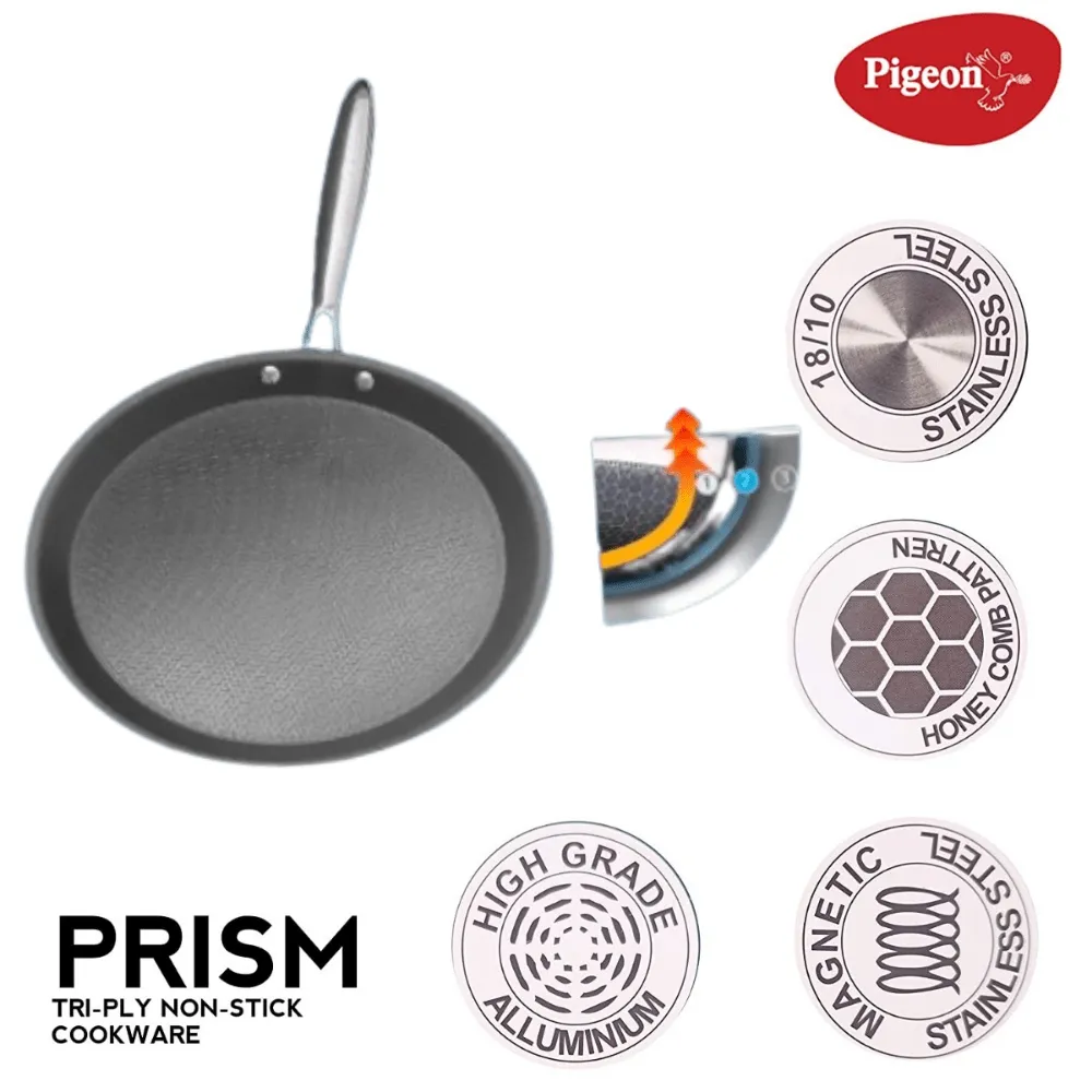 PIGEON PRISM TRI-PLY NON STICK COOKWARE FLAT TAWA 280MM