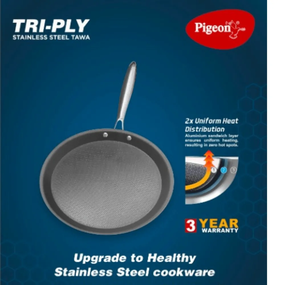 PIGEON PRISM TRI-PLY NON STICK COOKWARE FLAT TAWA 280MM