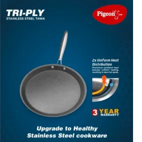 PIGEON PRISM TRI-PLY NON STICK COOKWARE FLAT TAWA 280MM