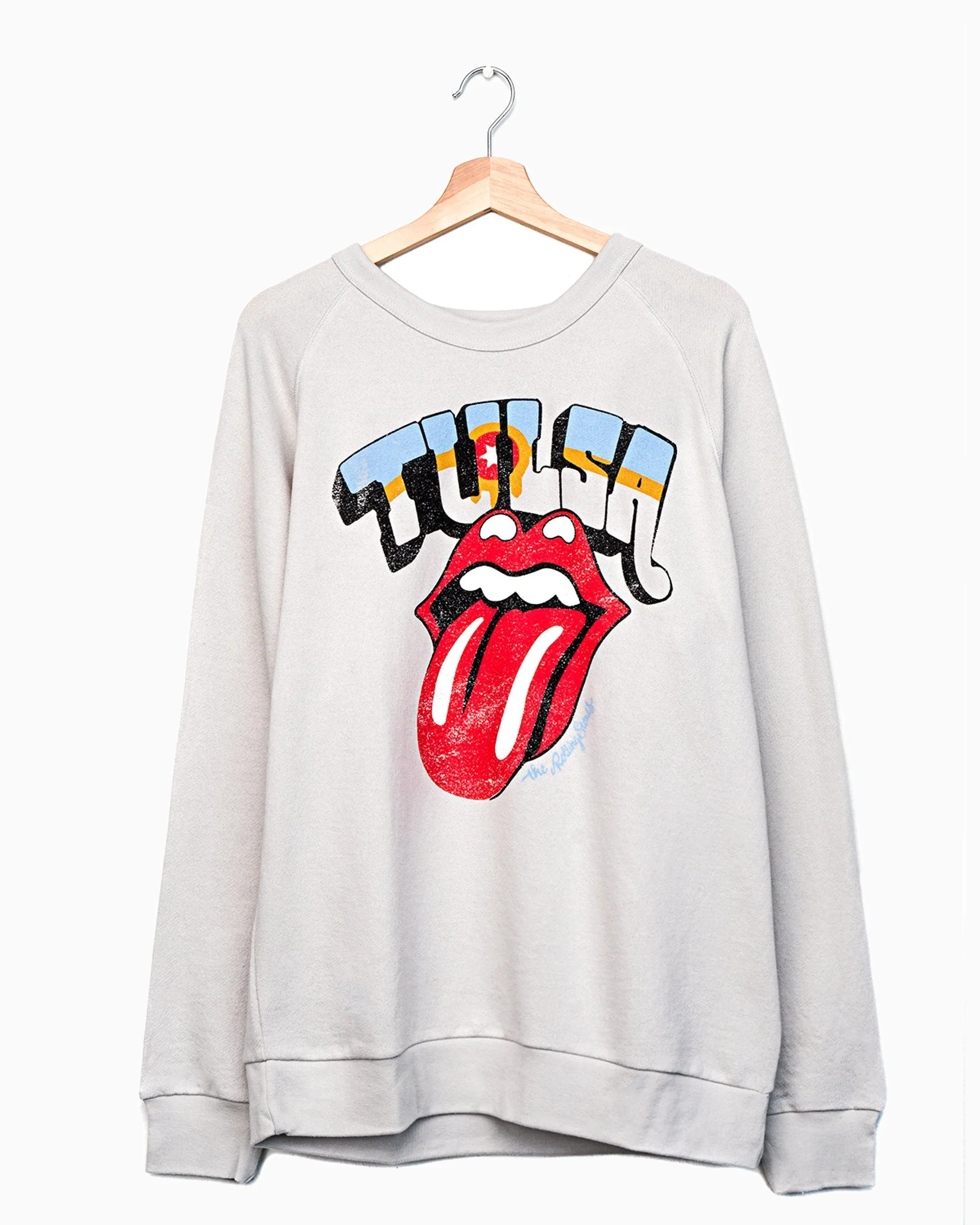 Rolling Stones Tulsa Flag Rocker Gray Champ Terry Sweatshirt (FINAL SALE)