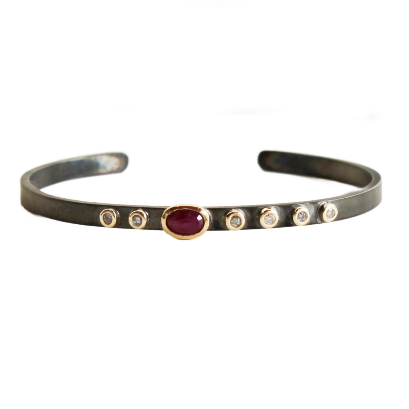 Ruby & Diamond Rhodium Cuff