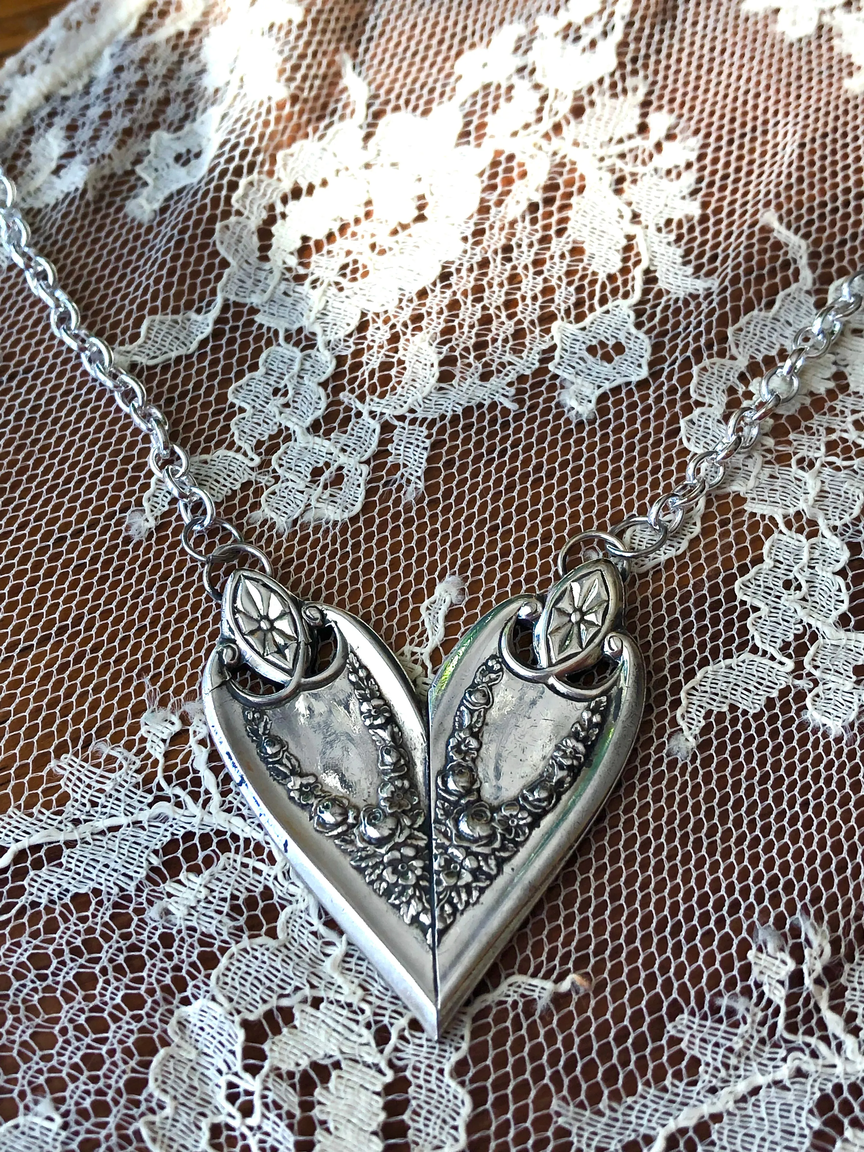 Silverware Heart Necklace - Old Colony Pattern