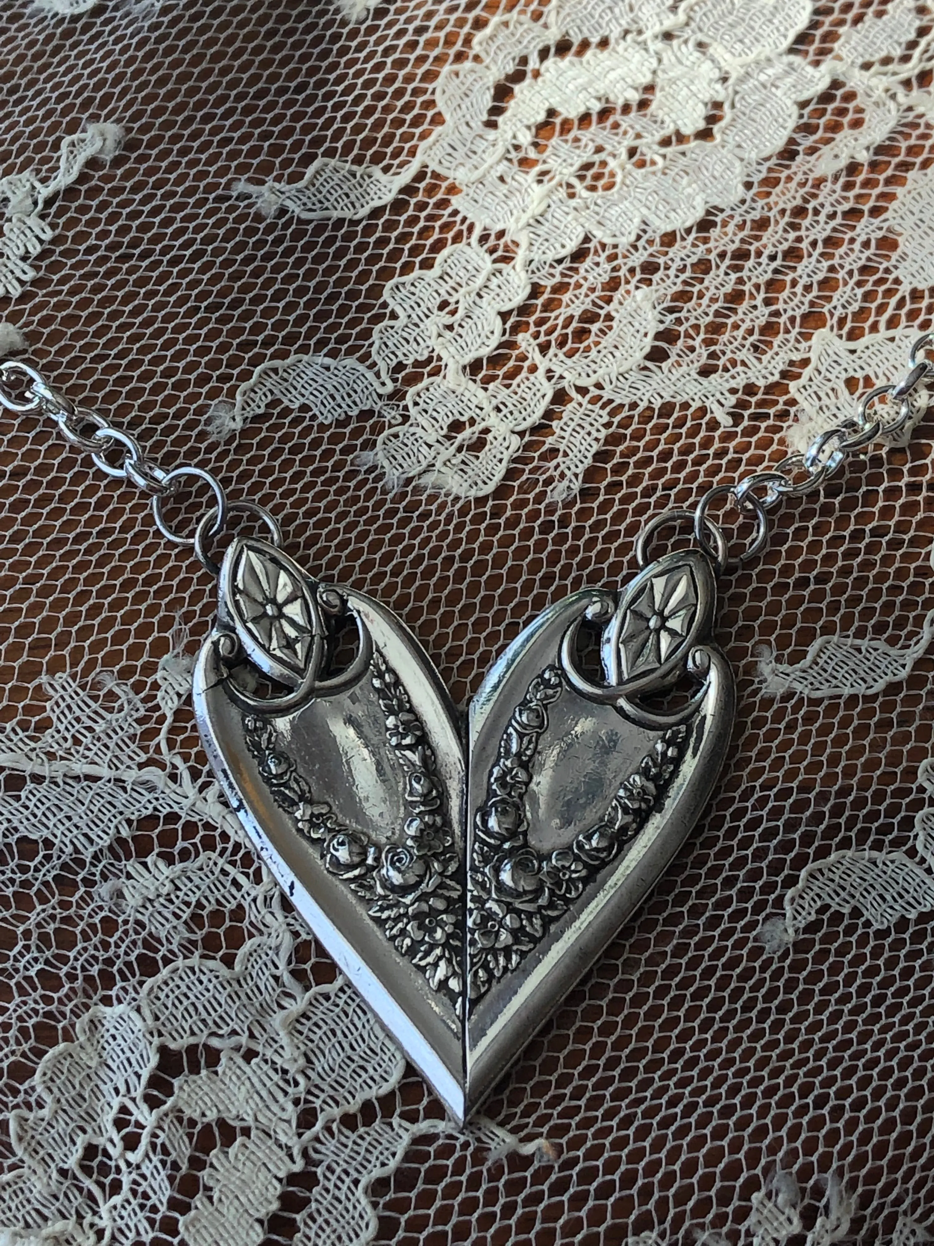 Silverware Heart Necklace - Old Colony Pattern