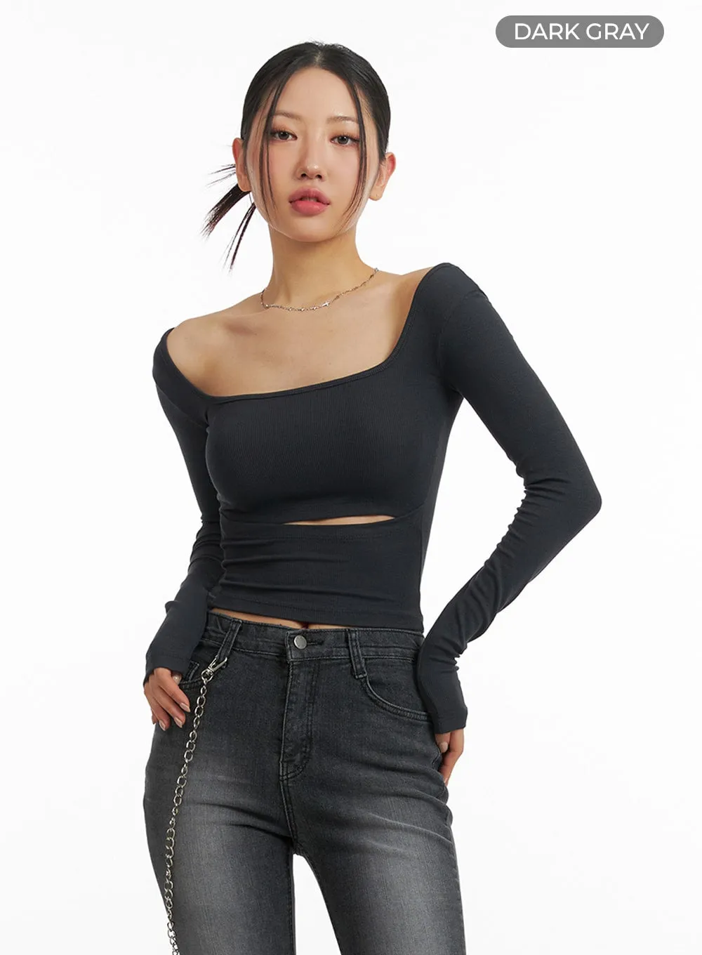 Square Neck Cut Out Crop Top IM405