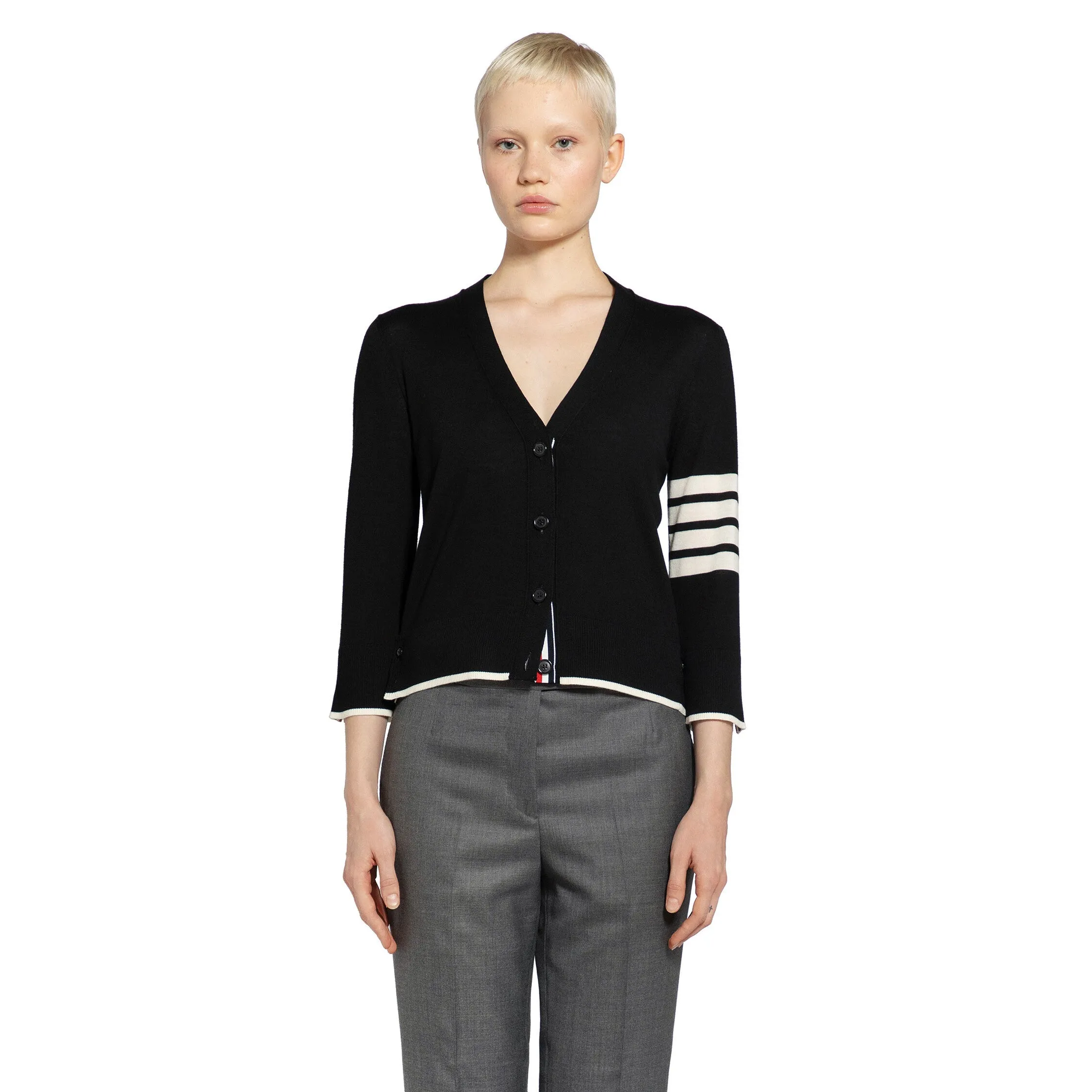 THOM BROWNE WOMAN BLACK&WHITE KNITWEAR