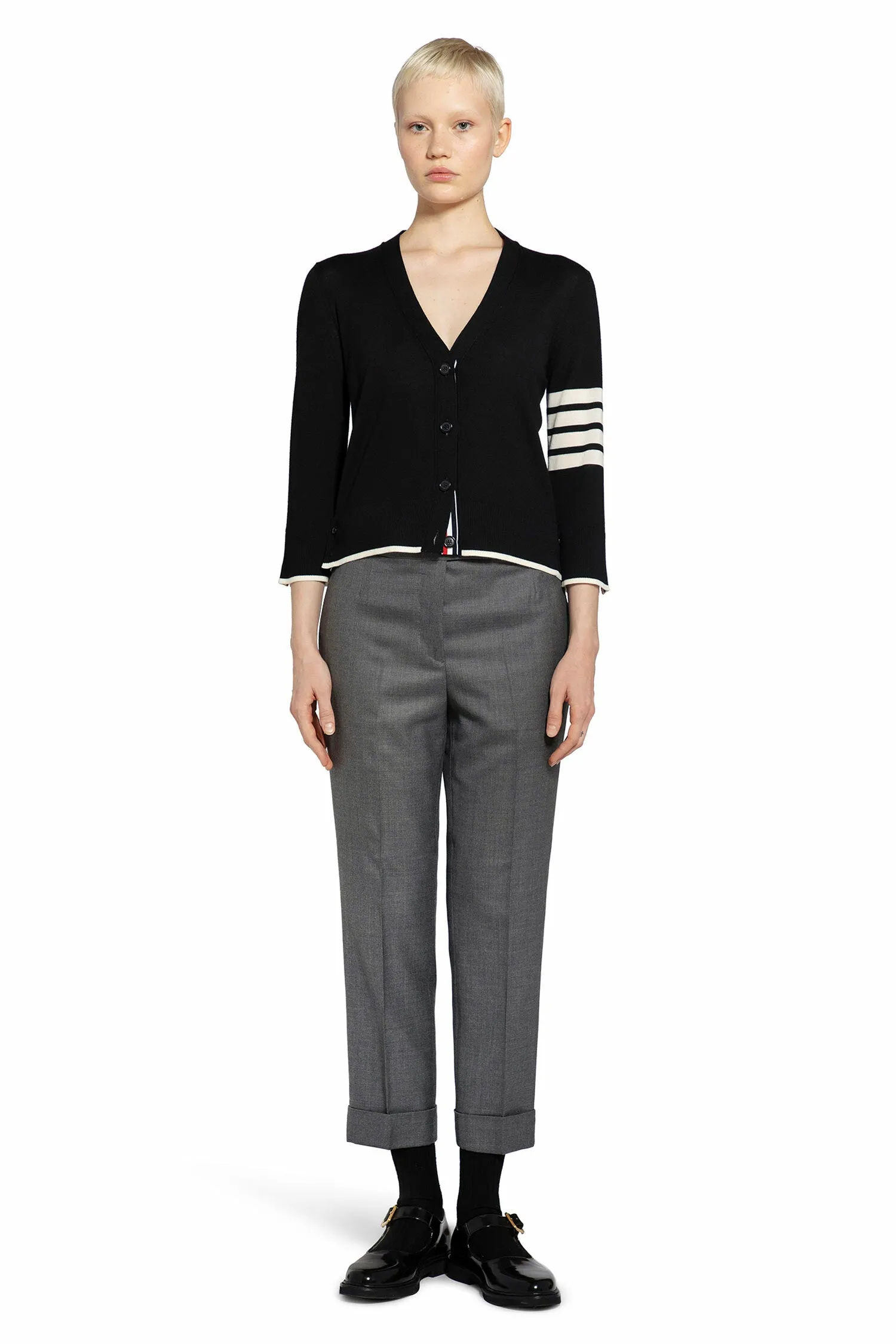 THOM BROWNE WOMAN BLACK&WHITE KNITWEAR