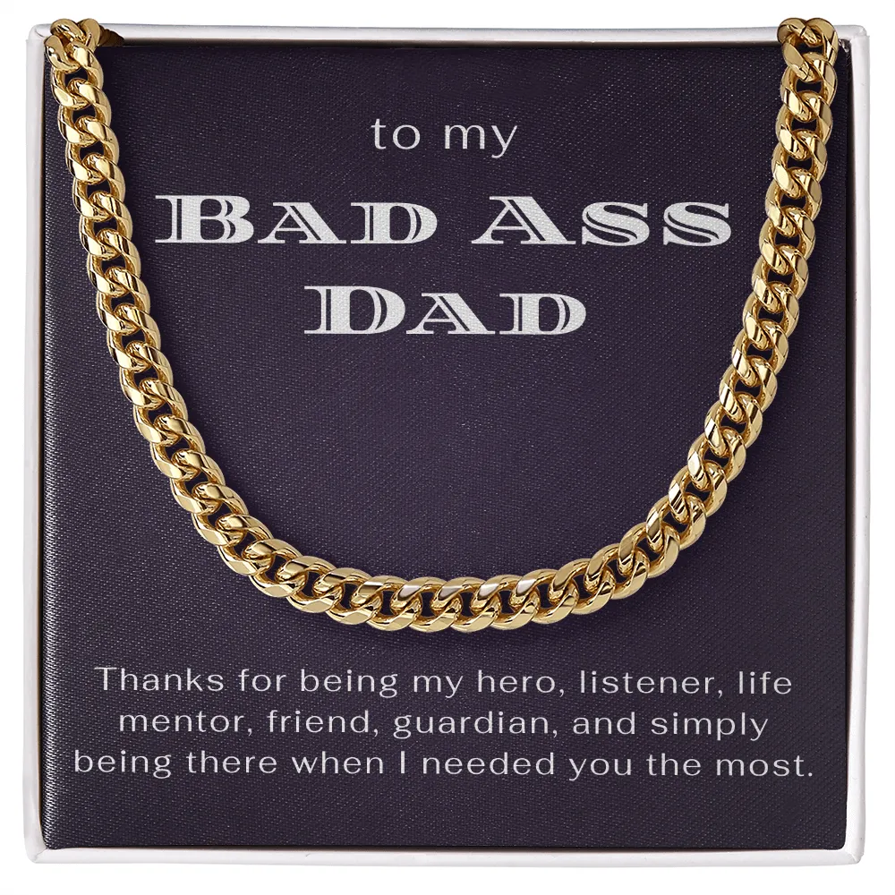 To My Bad Ass Dad For Father Gift Cuban Link Chain Necklace