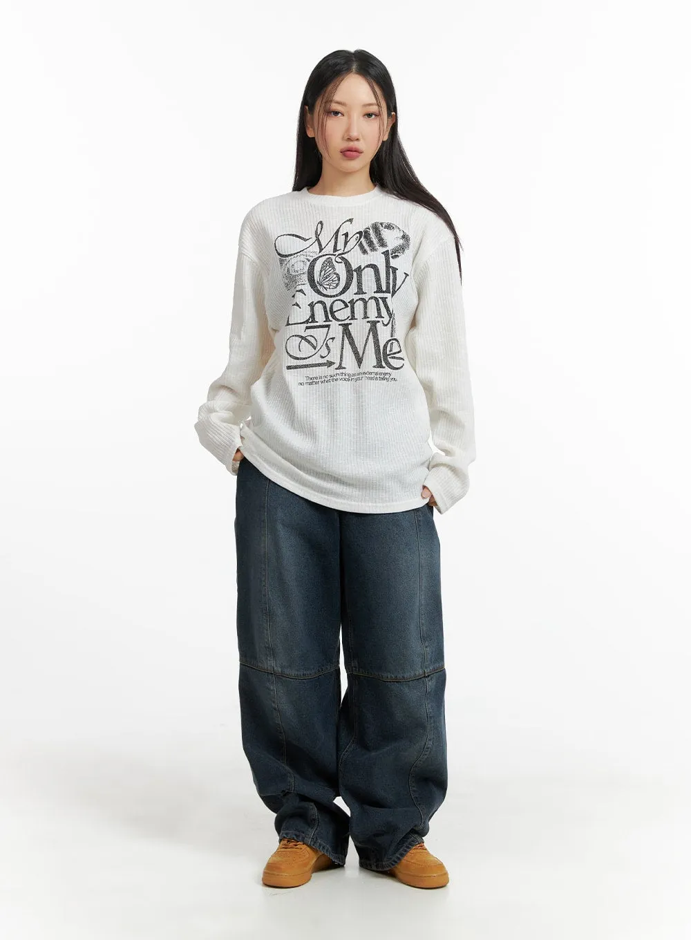 Unisex Graphic Lettering Long Sleeve CM418