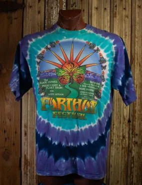 Vintage 1997 Further Festival Concert T Shirt Blue Tie Dye XL