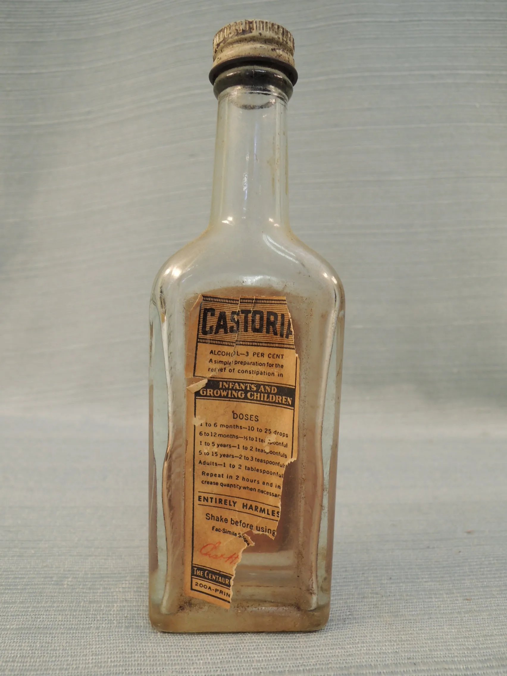 Vintage Castoria Bottle - Vintage Condition