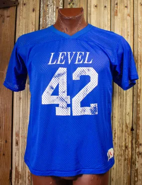 Vintage Level 42 Mesh Jersey Concert T Shirt 80s Blue Large