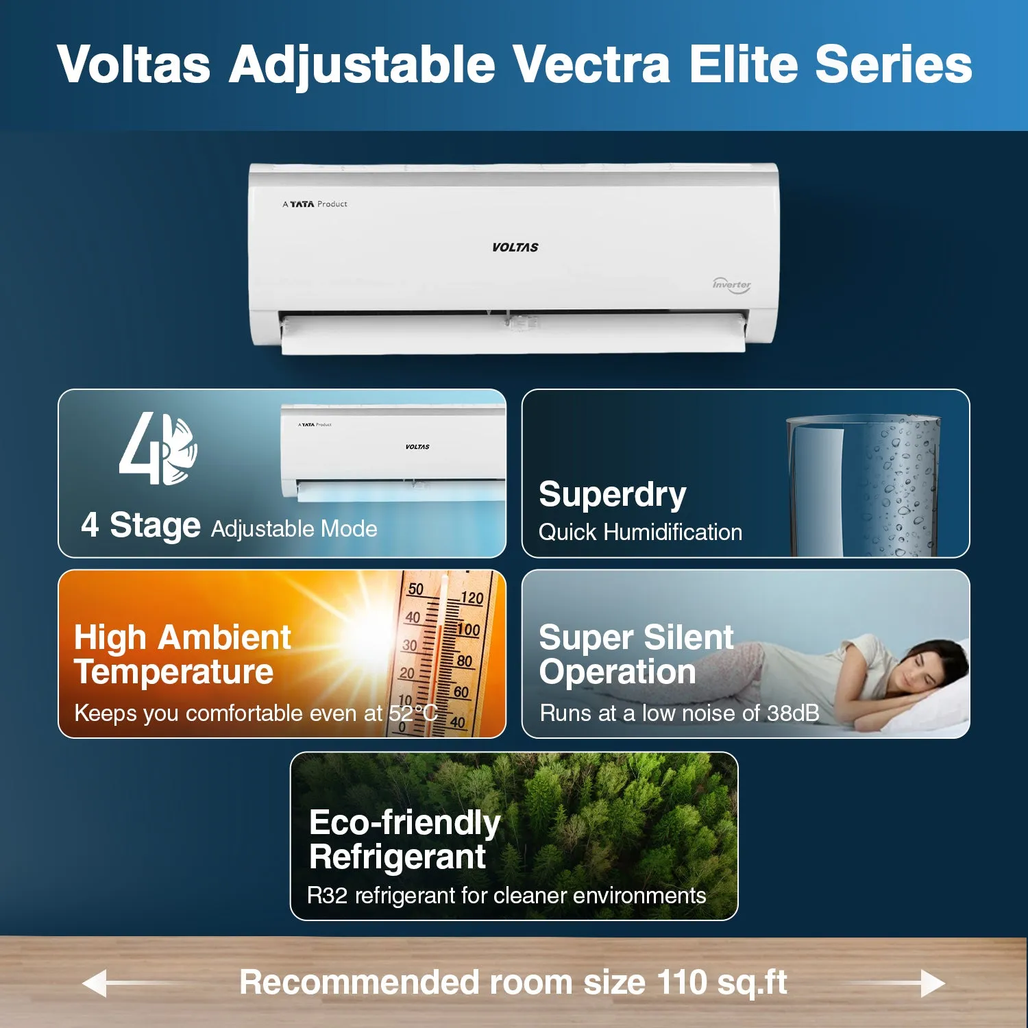 Voltas Adjustable Inverter Split AC, 1 Ton, 3 star - 123V Vectra Elite