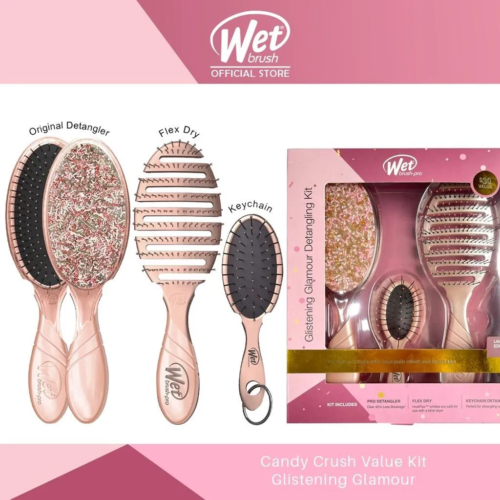 WETBRUSH PRO DETANGLER & FLEX DRY GLISTENING GLAMOUR KIT, 3 BRUSHES